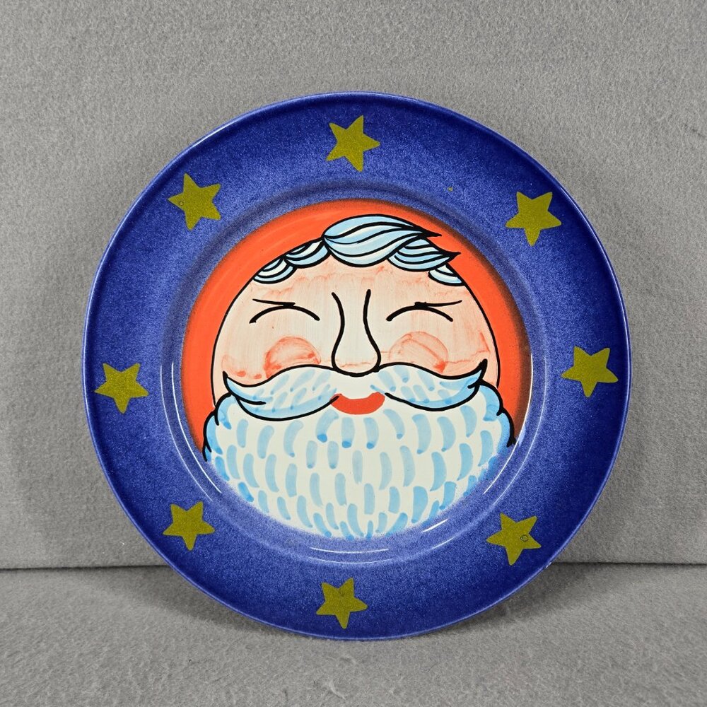 Vintage Bellissima Holiday Platter, Old St. Nick, 13", Ceramic, Made in Italy